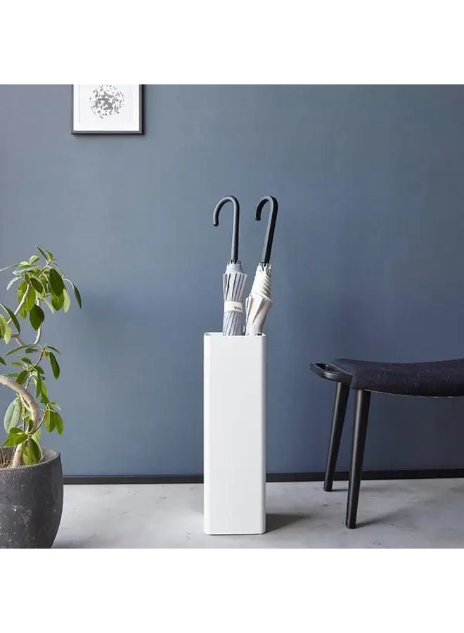 White Slim Iron Corner Umbrella Stand Quick Dry Diatomite Base Compact Floor Design - Image 5
